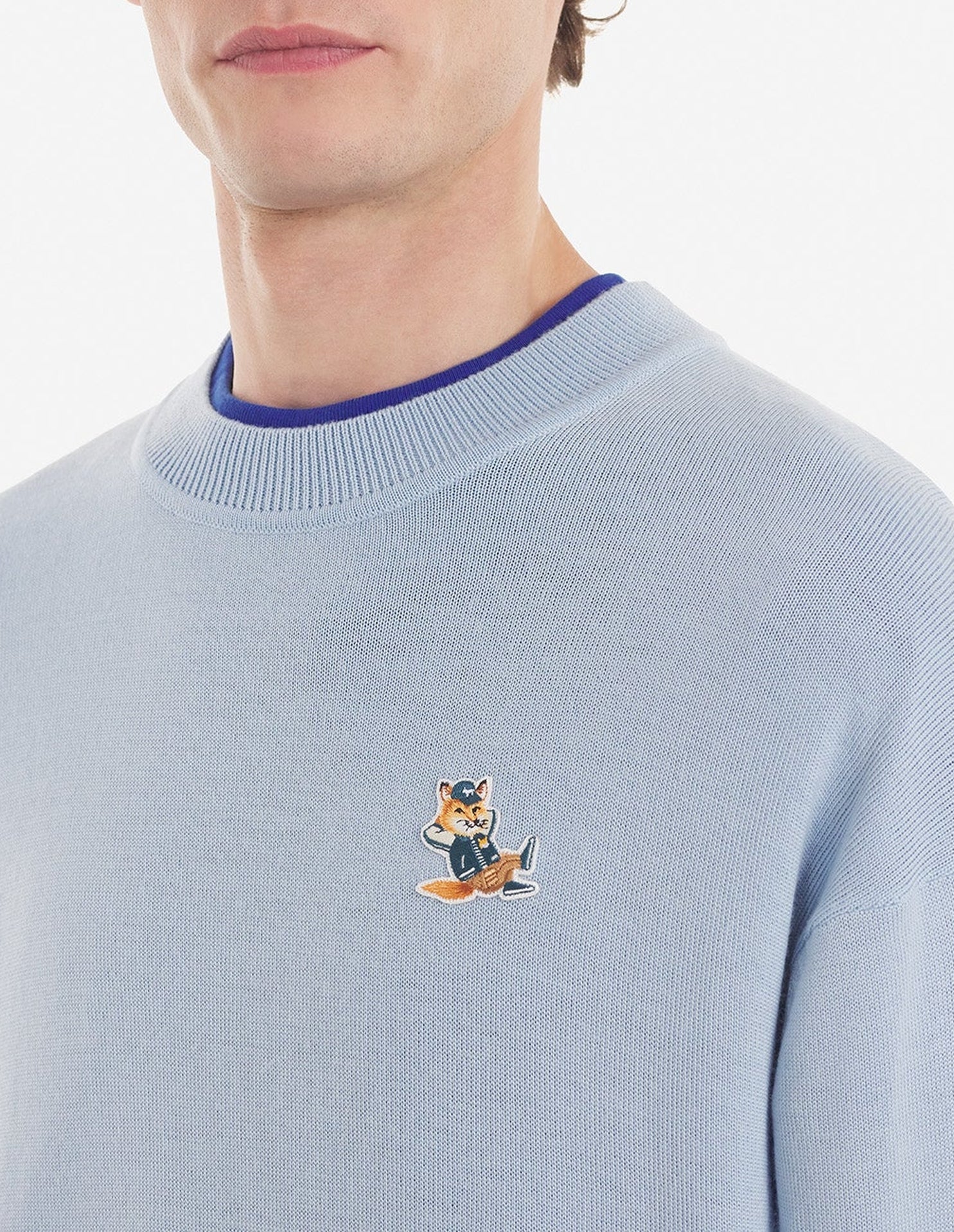 Pull avec écusson Fox en laine - Pale Blue