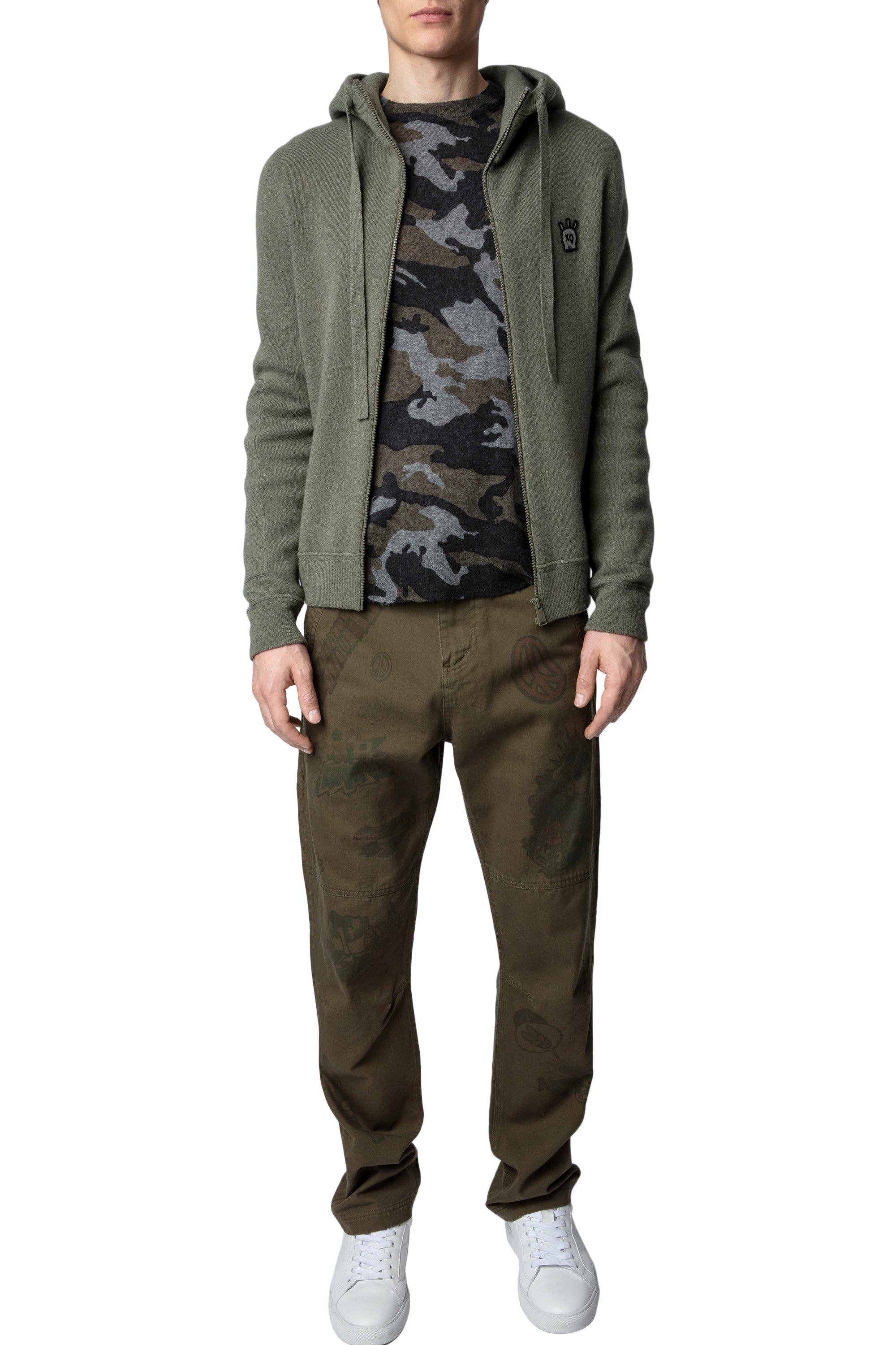 Cardigan Hewitt Skull en laine - Tilleul
