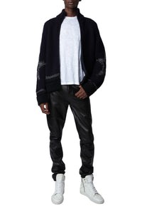 Cardigan Christophe en laine mélangée - Encre