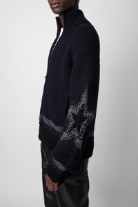Cardigan Christophe en laine mélangée - Encre