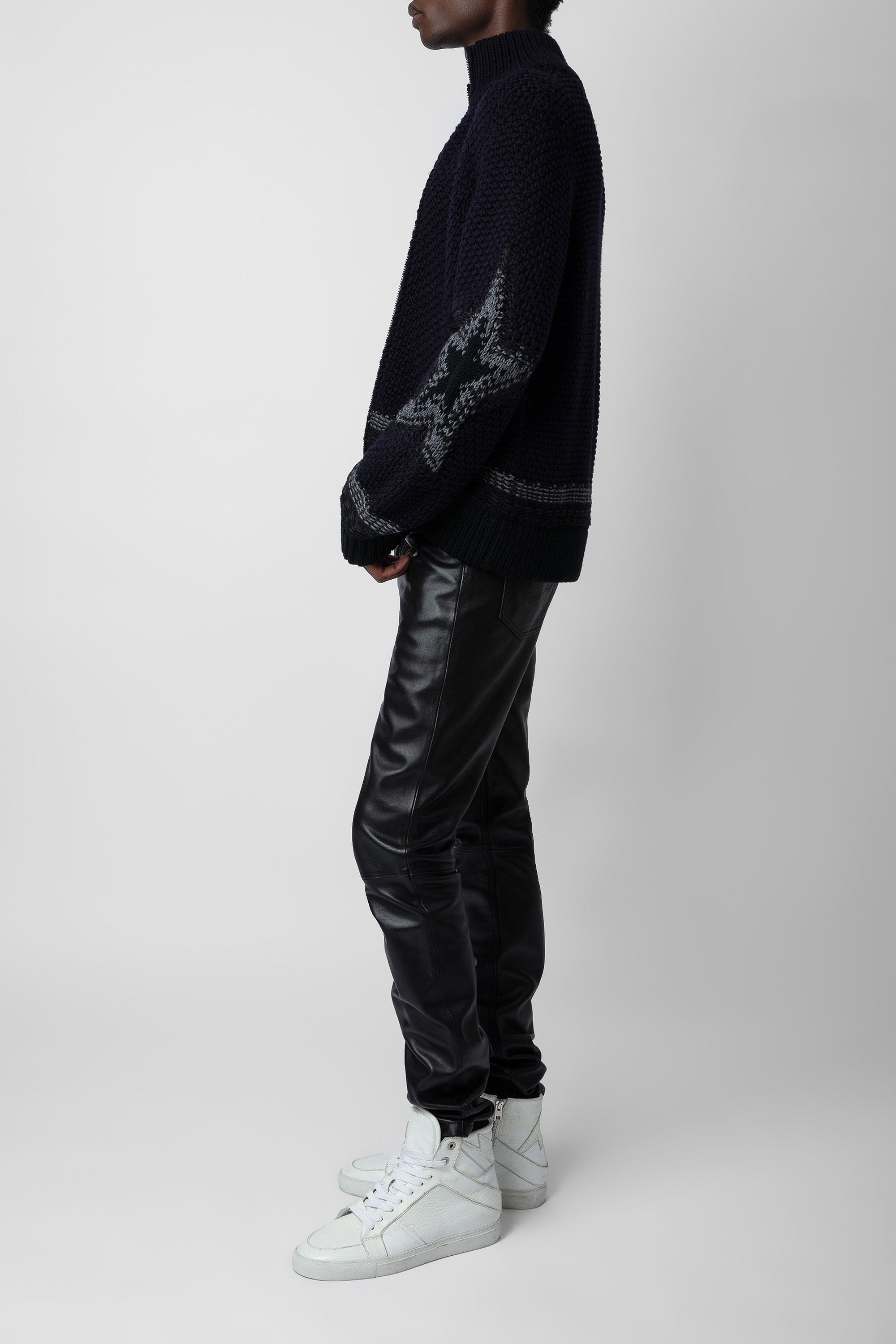 Cardigan Christophe en laine mélangée - Encre