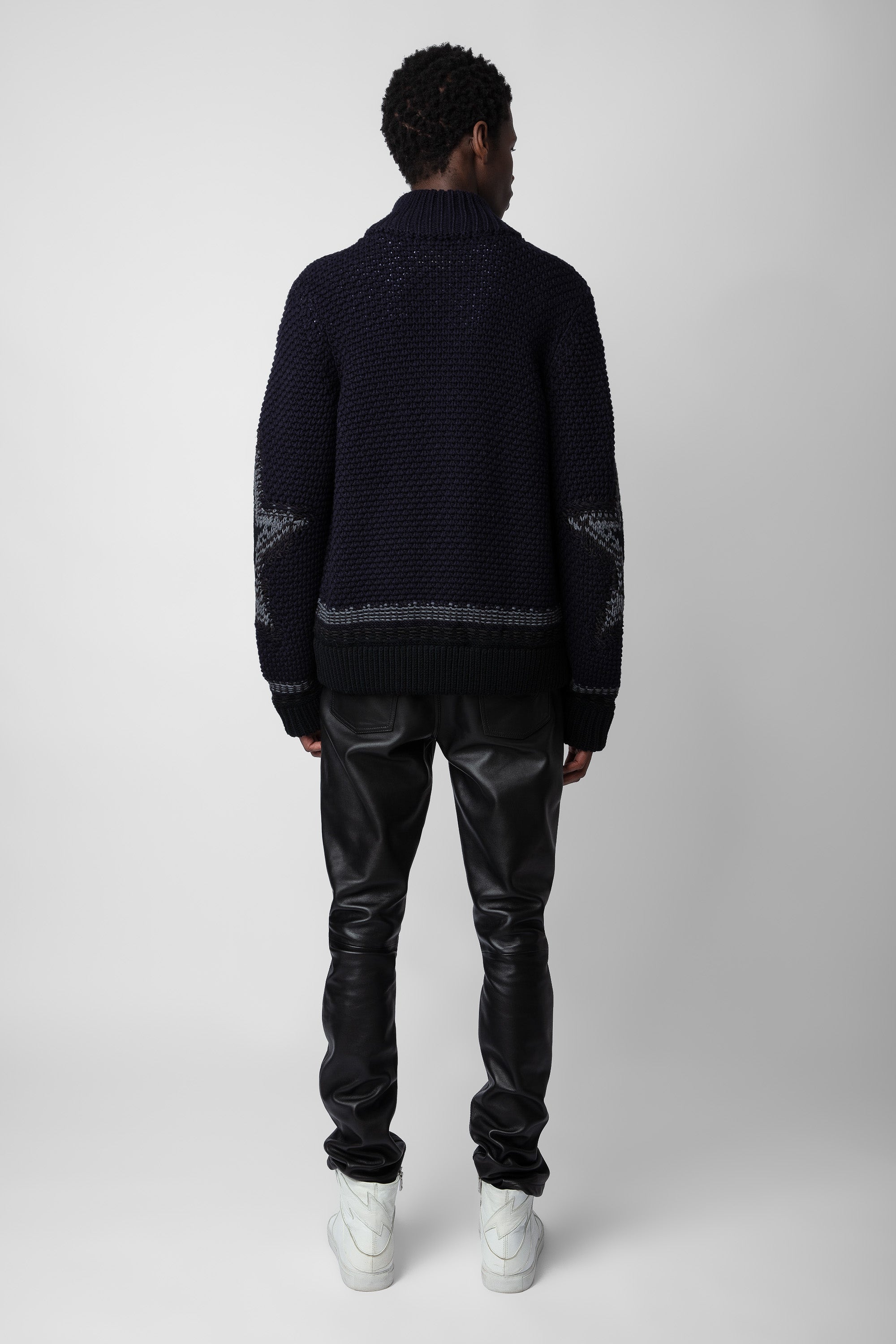 Cardigan Christophe en laine mélangée - Encre