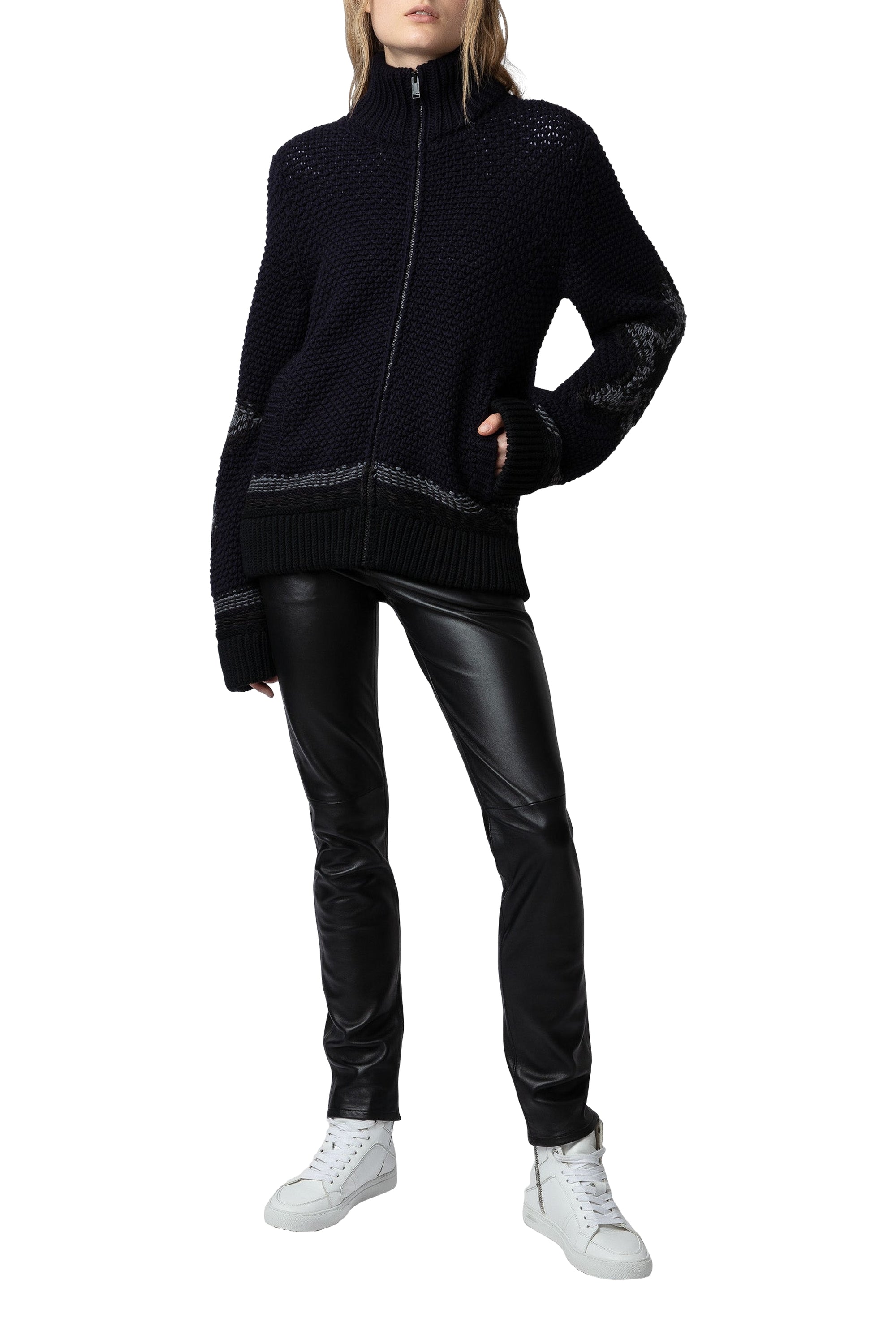 Cardigan Christophe en laine mélangée - Encre