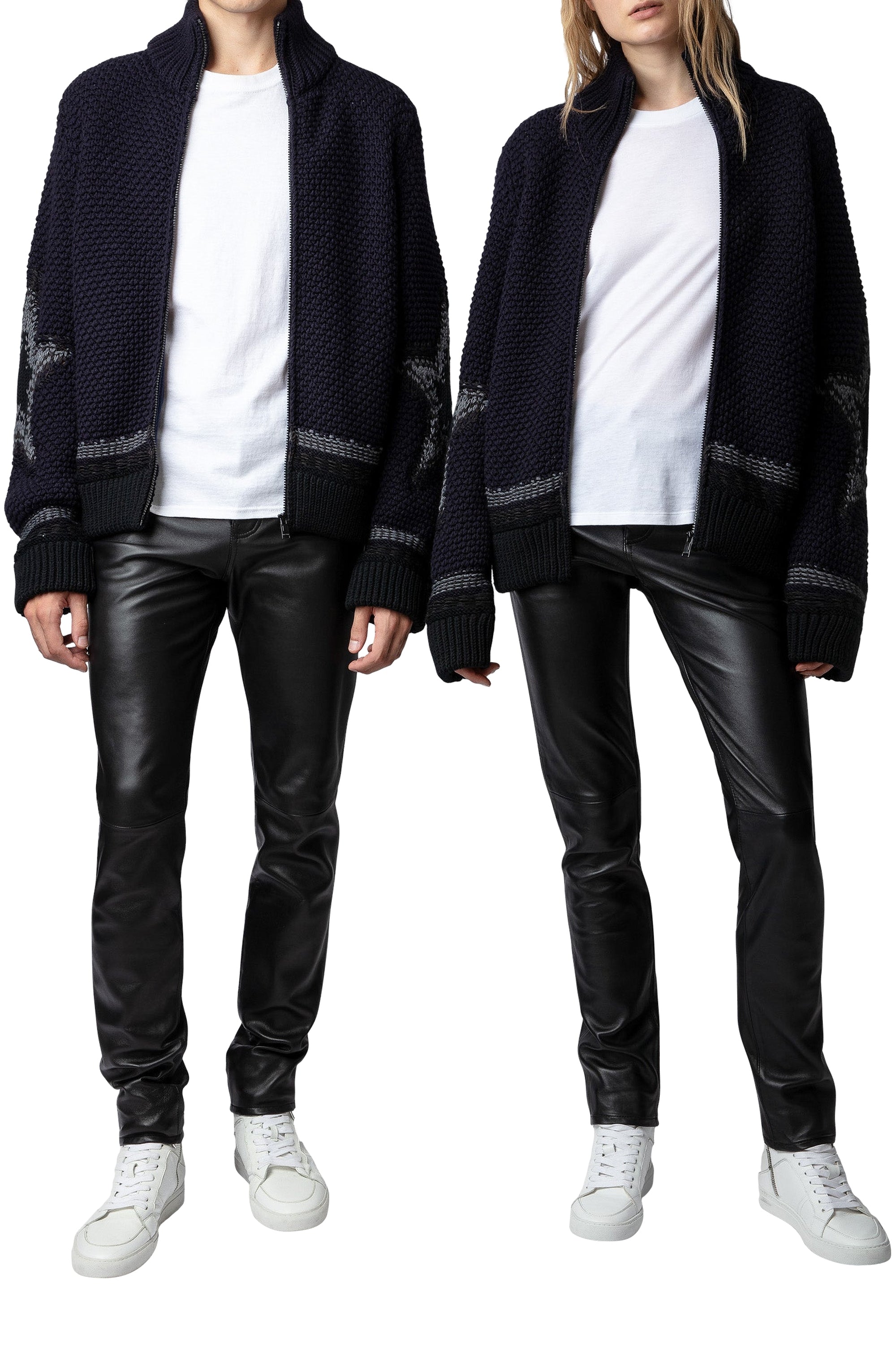 Cardigan Christophe en laine mélangée - Encre