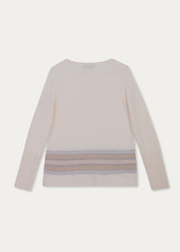 Pull avec rayure en jacquard - Blanc Cassé