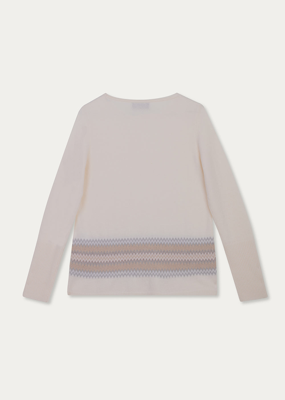 Pull avec rayure en jacquard - Blanc Cassé