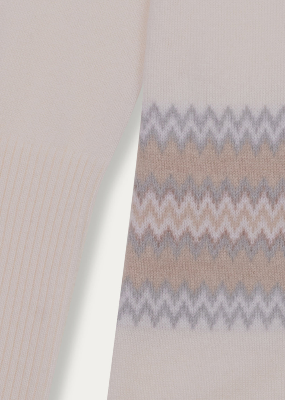 Pull avec rayure en jacquard - Blanc Cassé