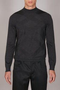Wool and silk ribbed jumper - Grey
