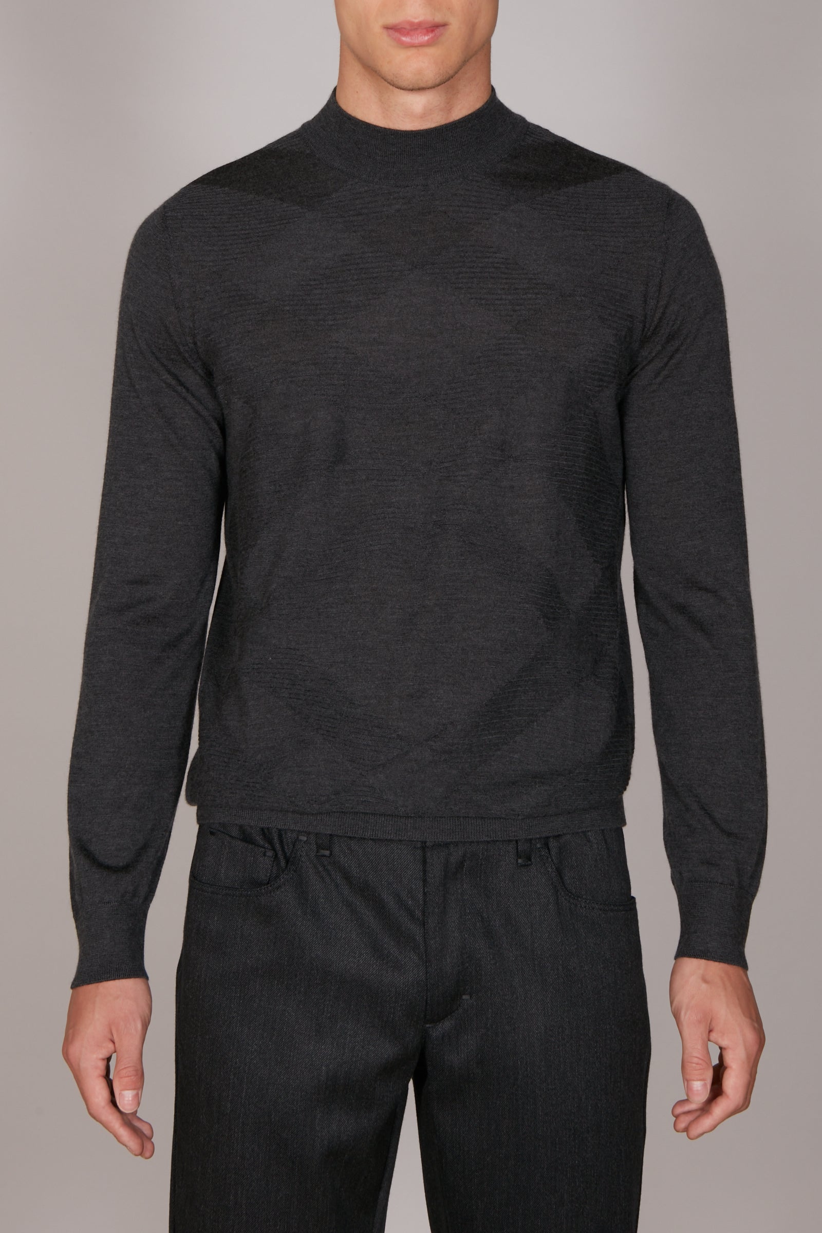 Wool and silk ribbed jumper - Grey