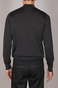 Wool and silk ribbed jumper - Grey