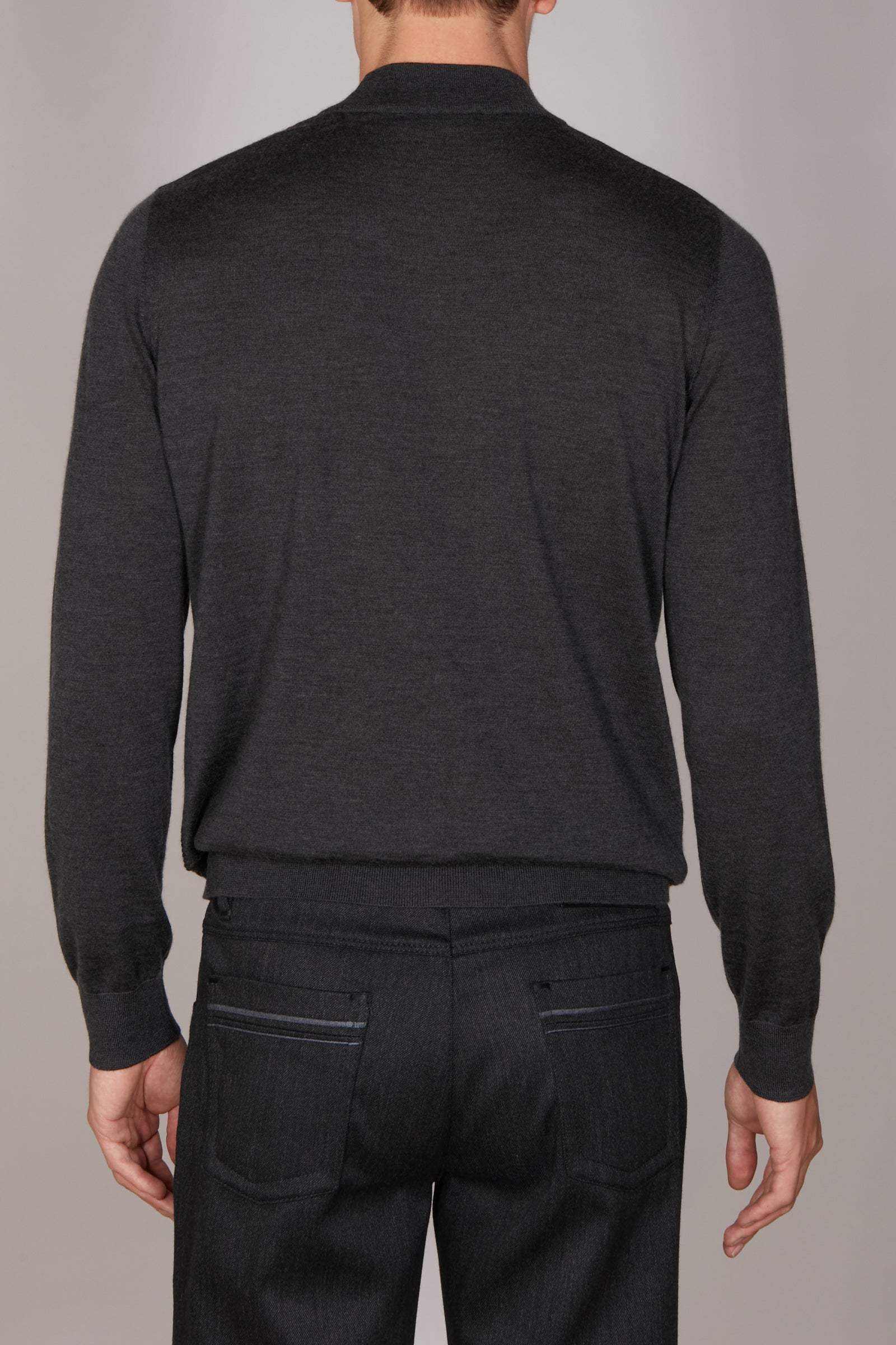 Wool and silk ribbed jumper - Grey