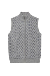 Sleeveless cashmere waistcoat with a high collar - Charcoal