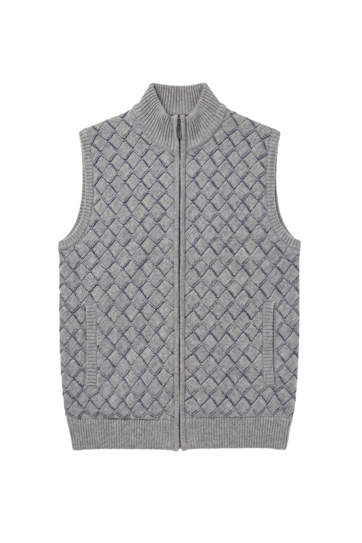 Sleeveless cashmere waistcoat with a high collar - Charcoal