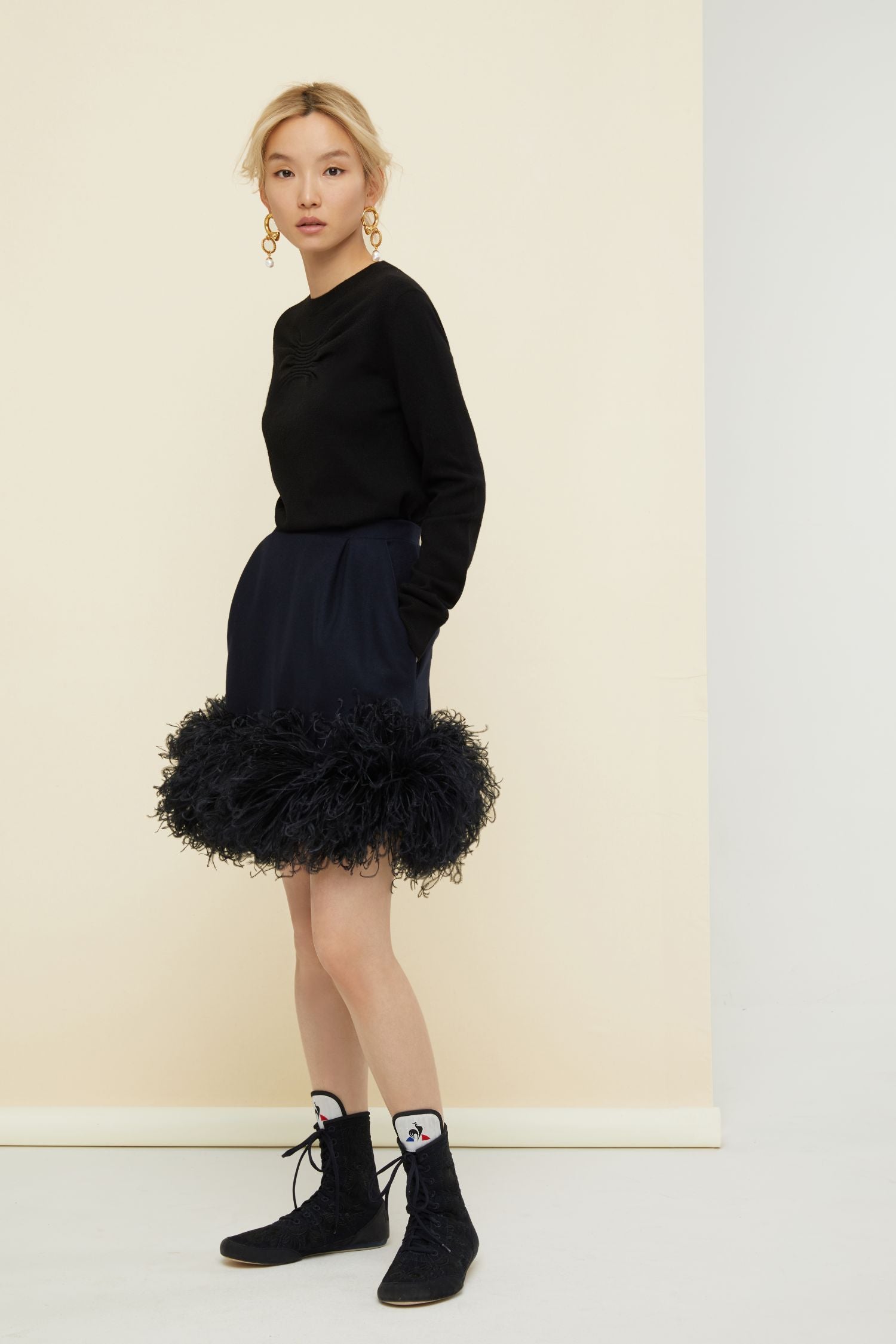 Wool and cashmere jumper - Black