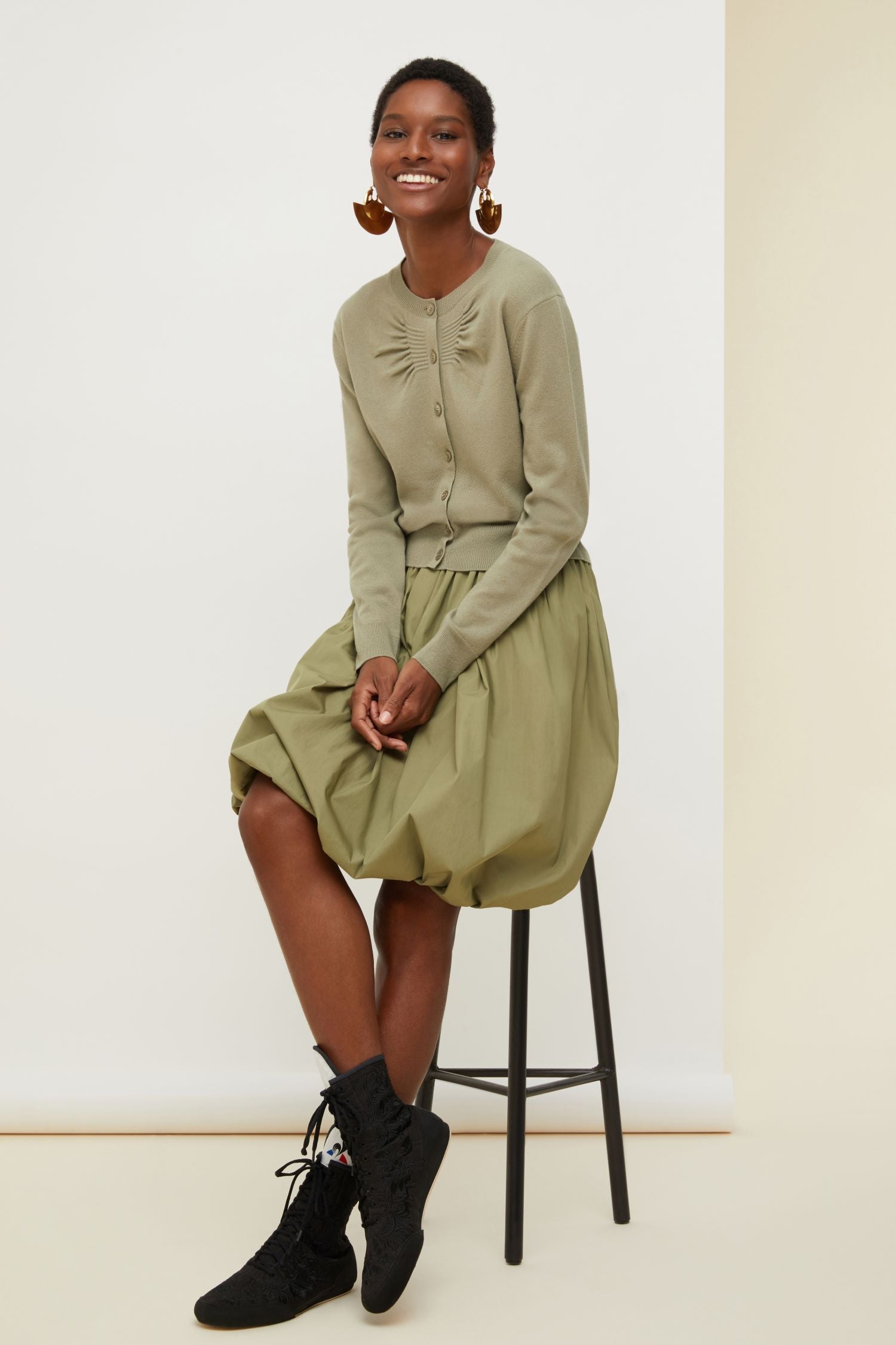 Cardigan fin en laine et cachemire
 - Kaki
