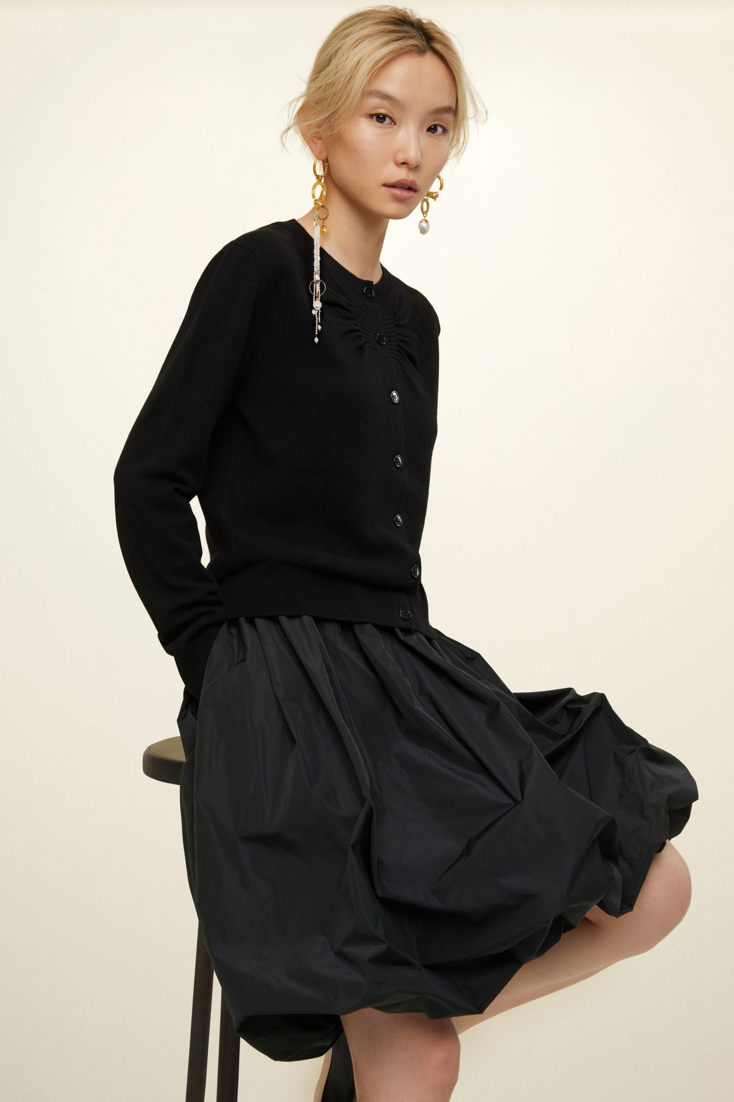 Cardigan fin en laine et cachemire - Noir