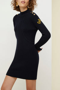Robe en maille à découpes - Bleu Marine & Noir