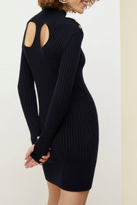Robe en maille à découpes - Bleu Marine & Noir