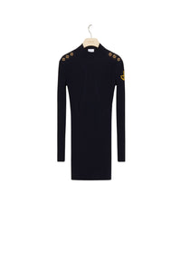 Knitted dress with wool cut-outs - Navy blue and black