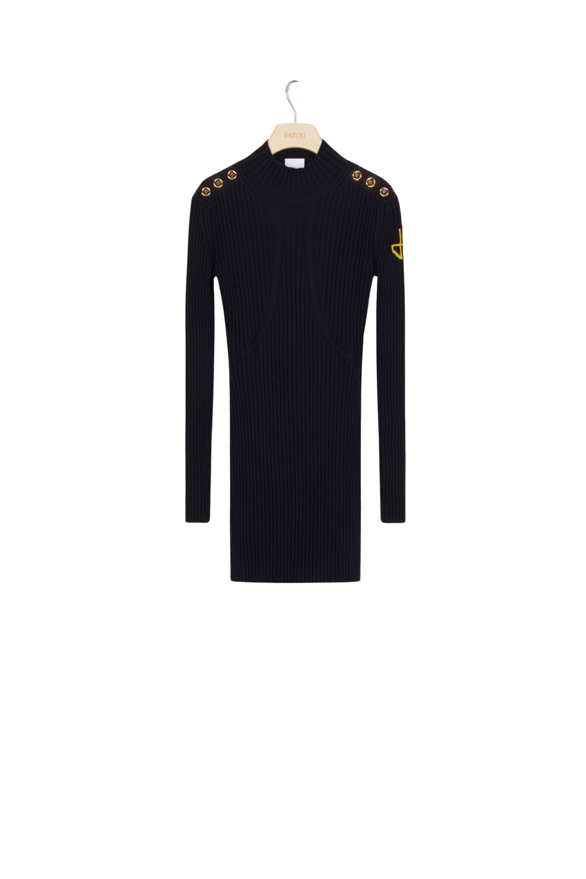 Knitted dress with wool cut-outs - Navy blue and black