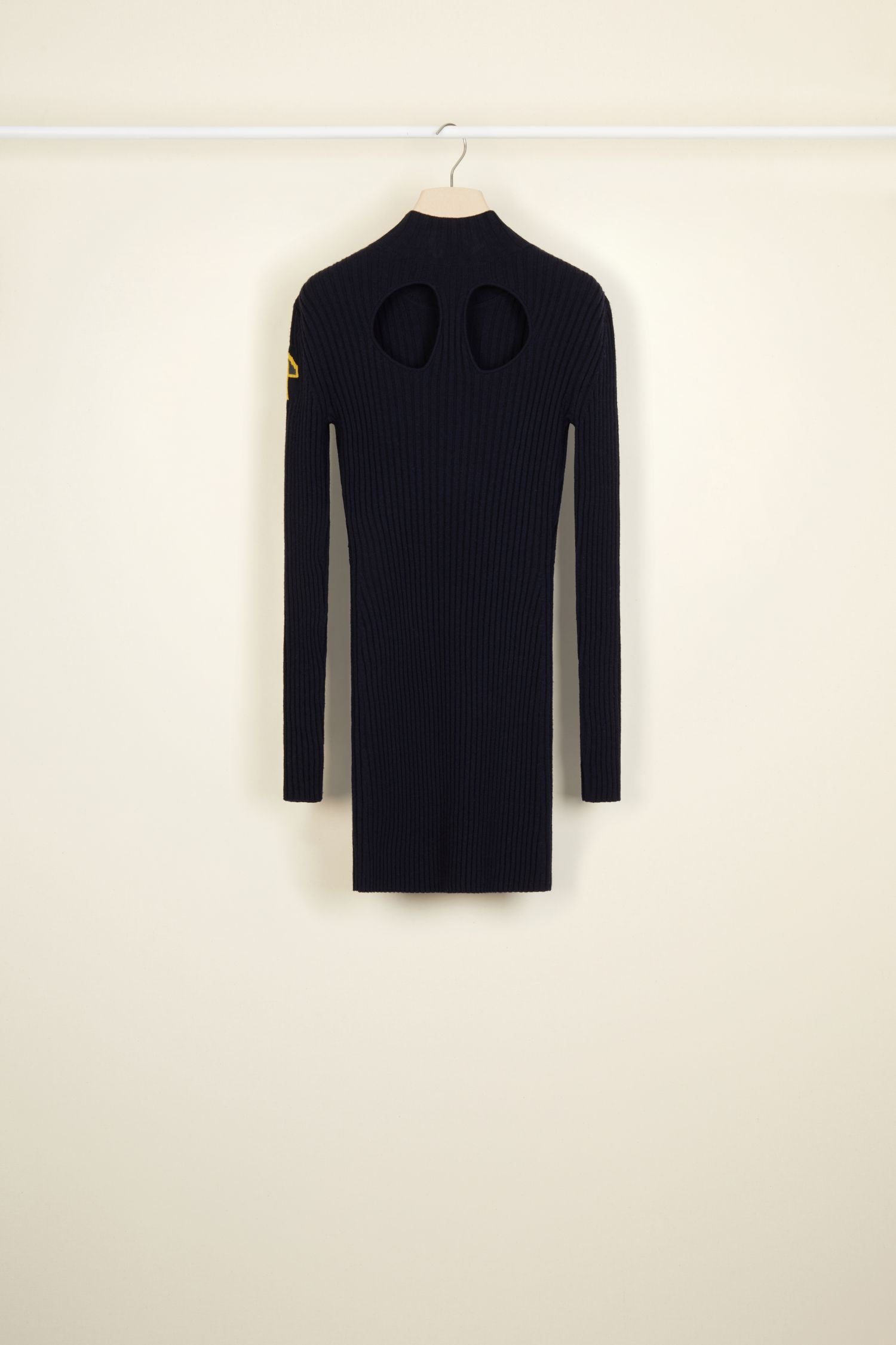 Knitted dress with wool cut-outs - Navy blue and black