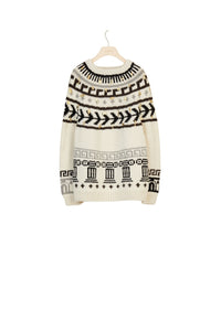 Pull en laine à motifs jacquard et ex-votos - Ex Voto