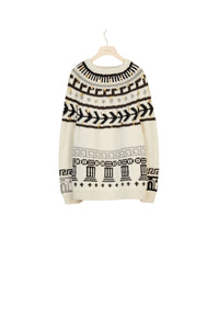 Wool jumper with jacquard pattern and ex-votos - Ex Voto