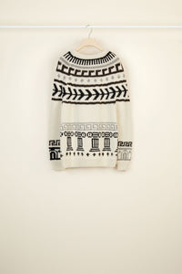 Wool jumper with jacquard pattern and ex-votos - Ex Voto