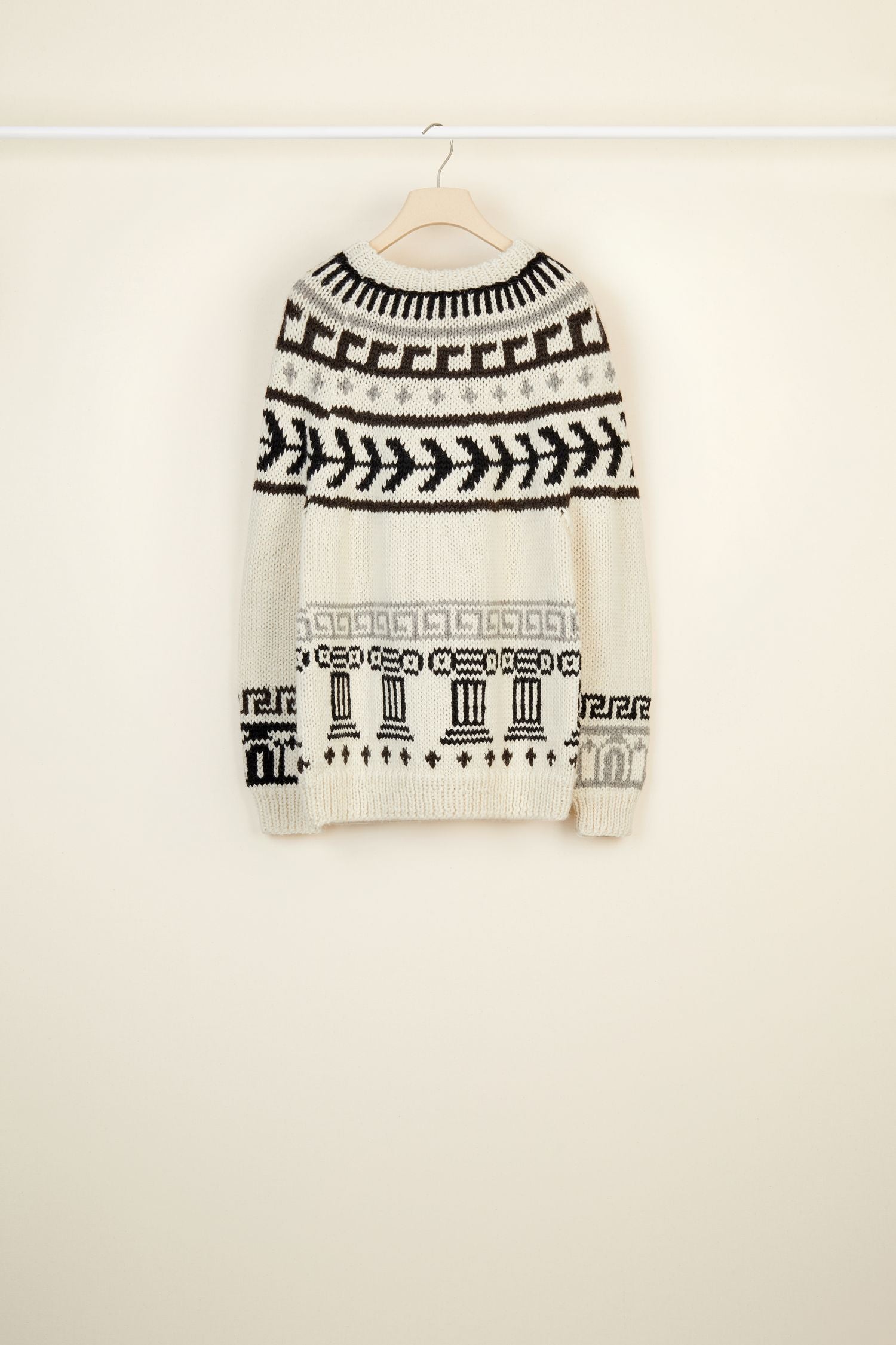 Wool jumper with jacquard pattern and ex-votos - Ex Voto