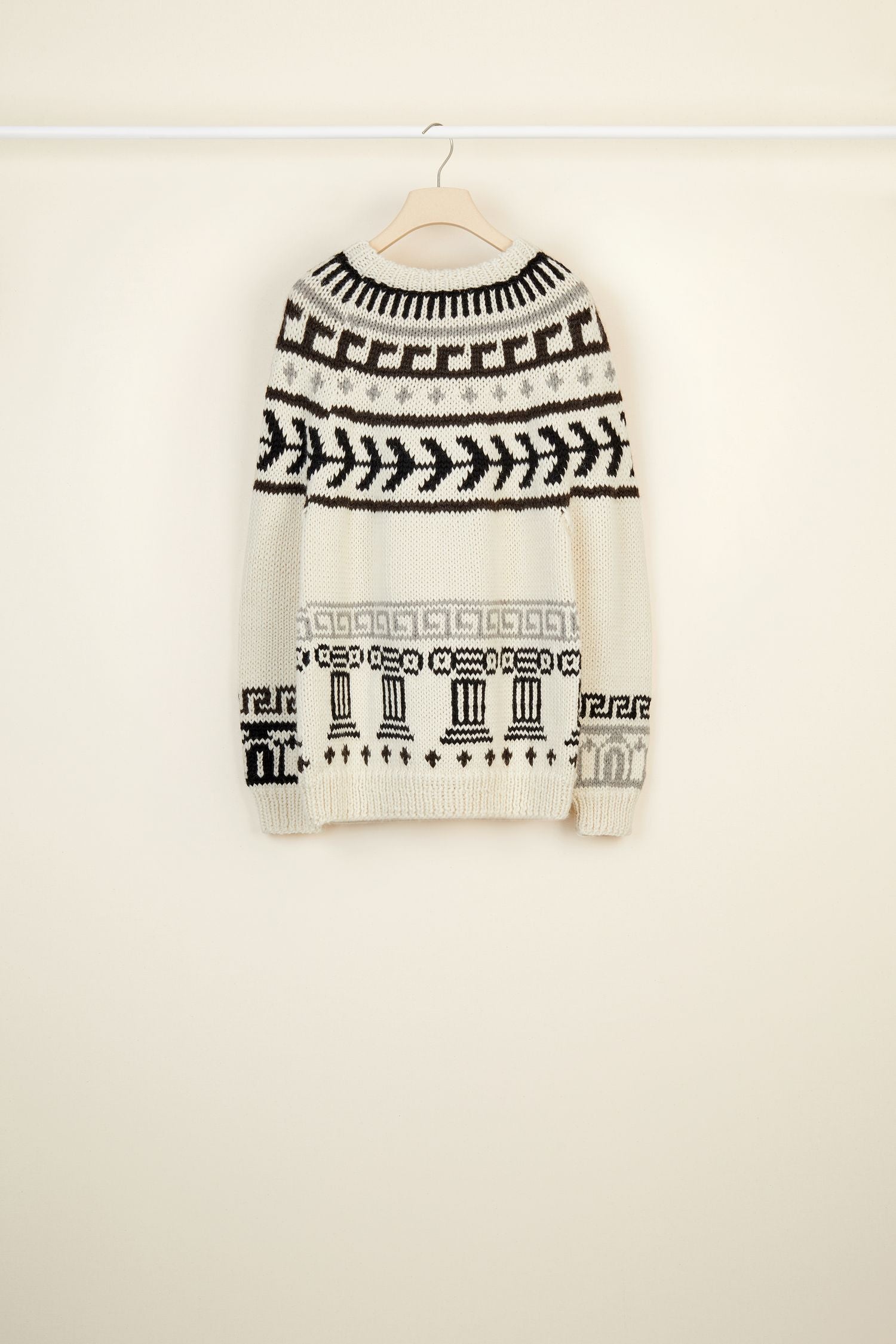 Pull en laine à motifs jacquard et ex-votos - Ex Voto