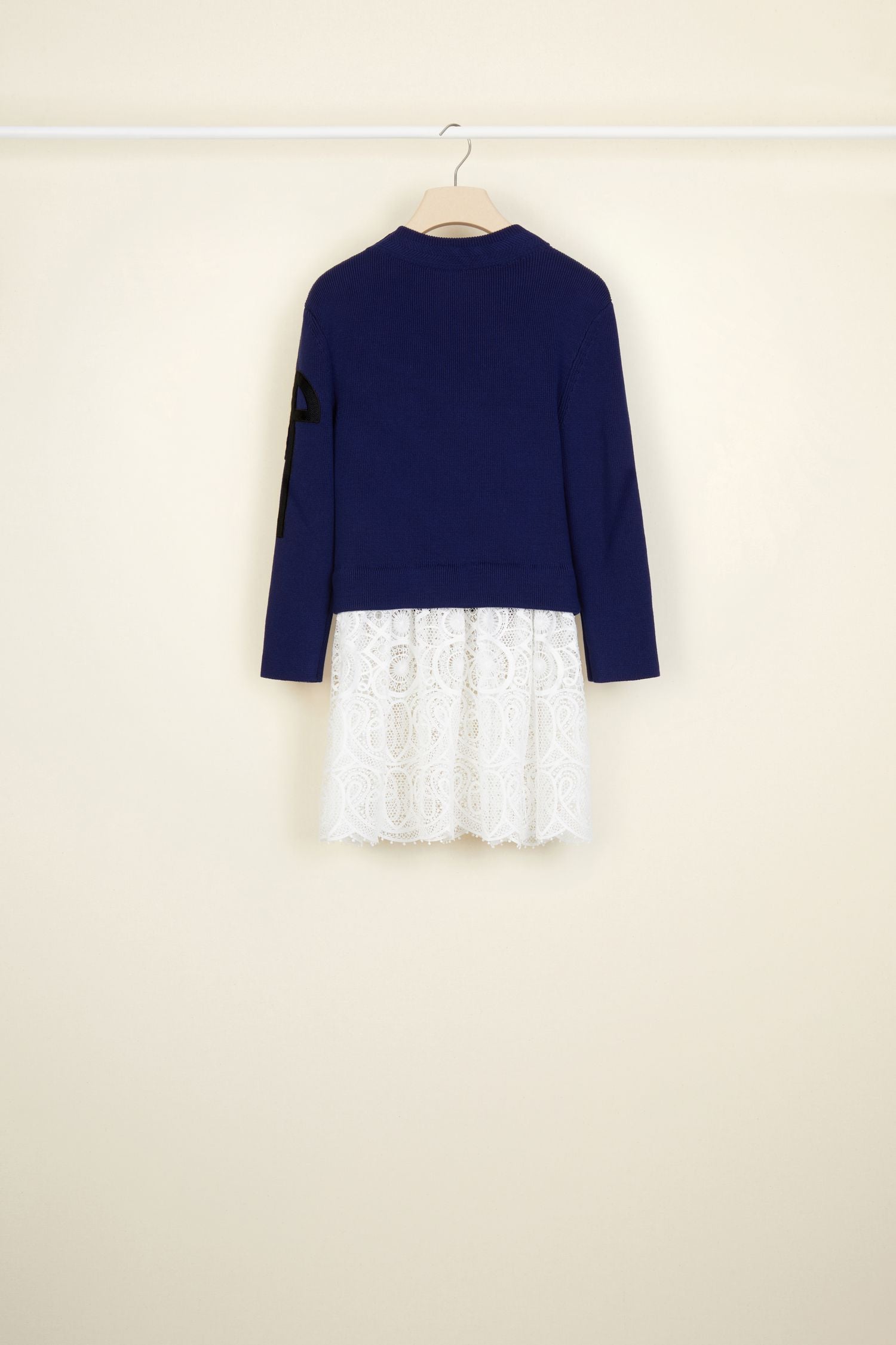 Pull breton avec décoration guipure - Bleu Persan