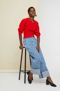 Pull en laine à col twisté - Rouge