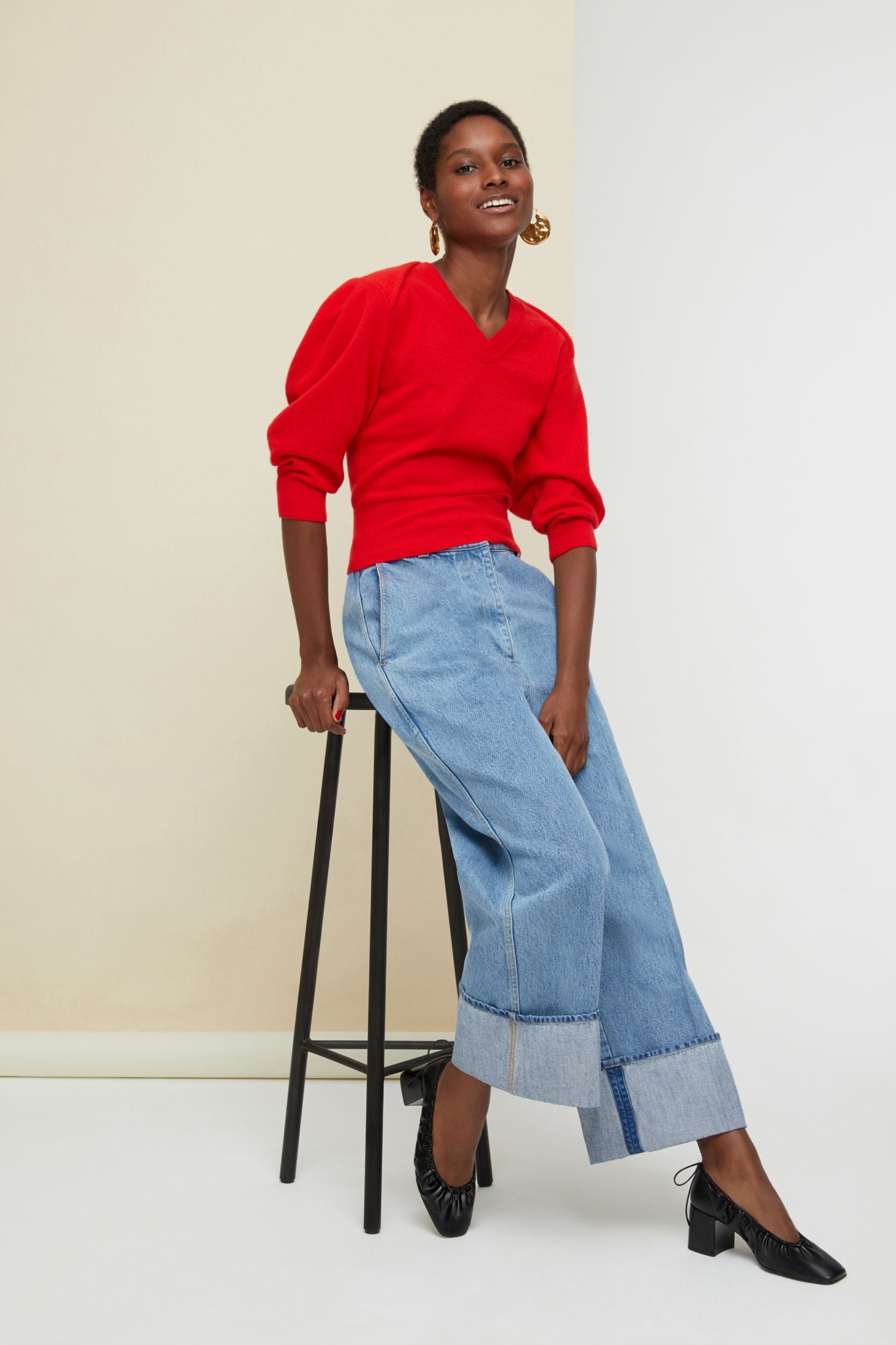 Pull en laine à col twisté - Rouge
