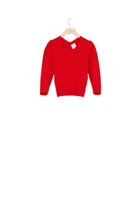 Wool jumper with twisted collar - Red