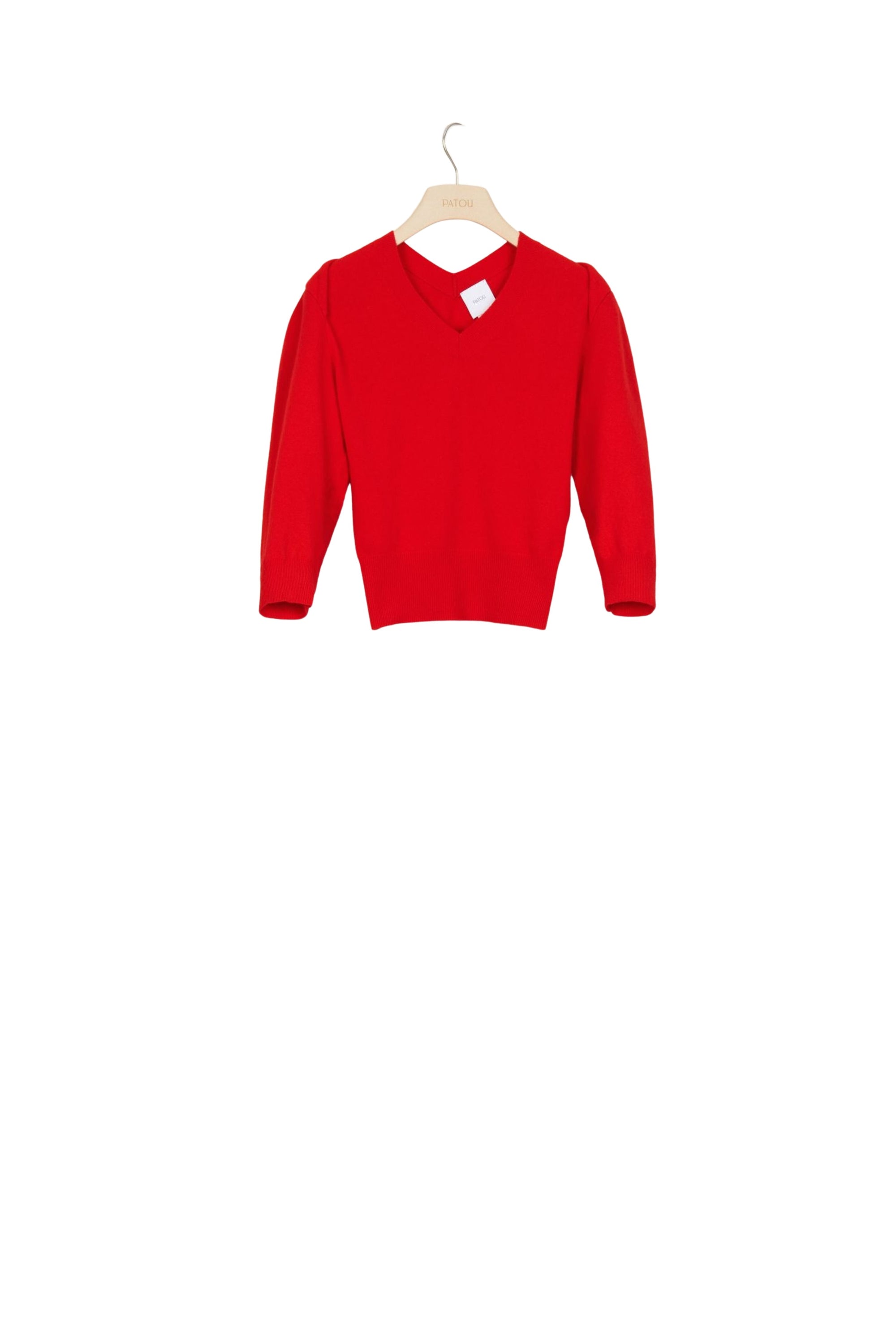 Wool jumper with twisted collar - Red