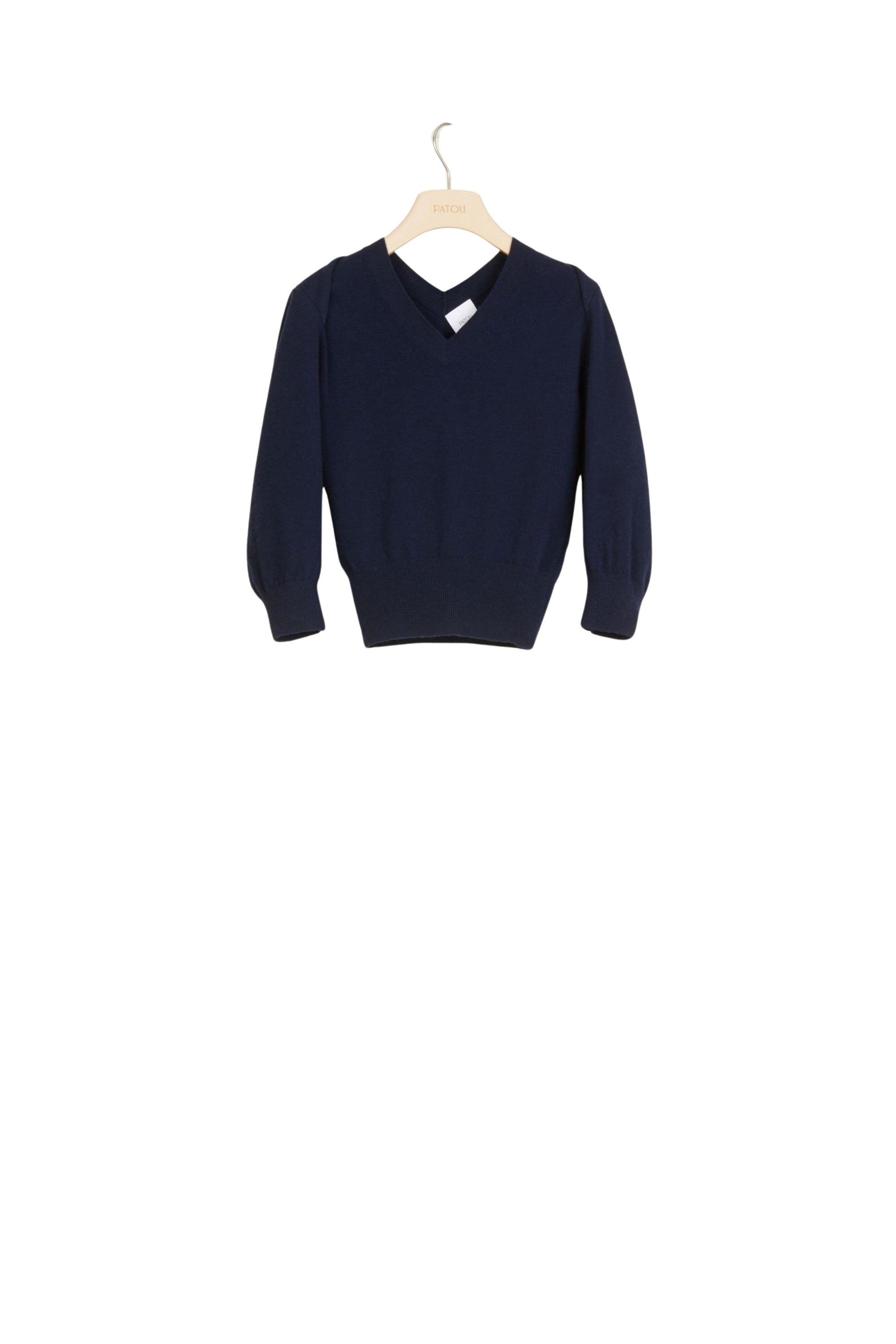 Wool jumper with twisted collar - Navy blue