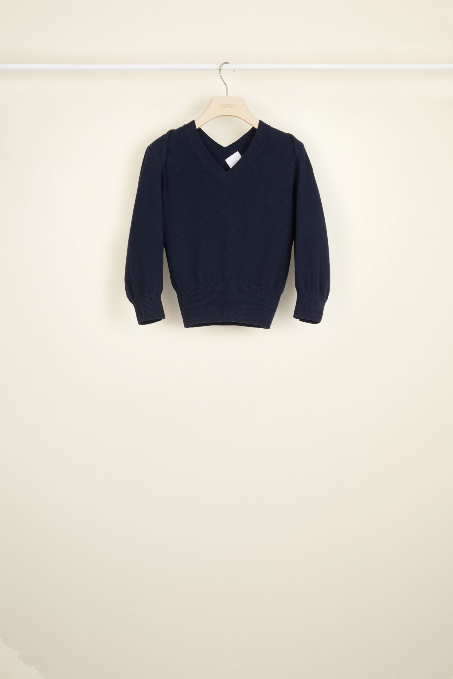 Wool jumper with twisted collar - Navy Blue