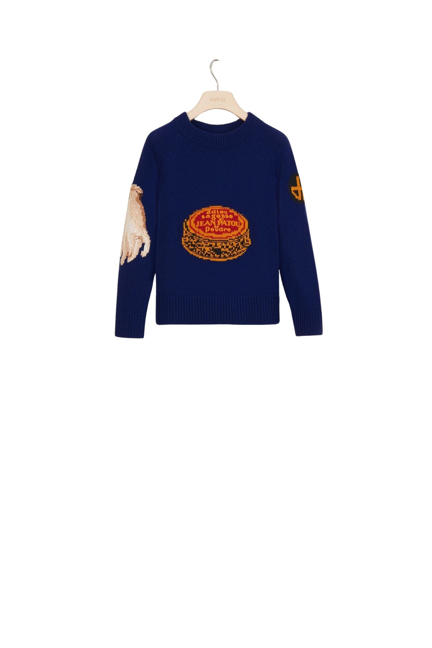 Pull en jacquard brodé - Bleu Persan