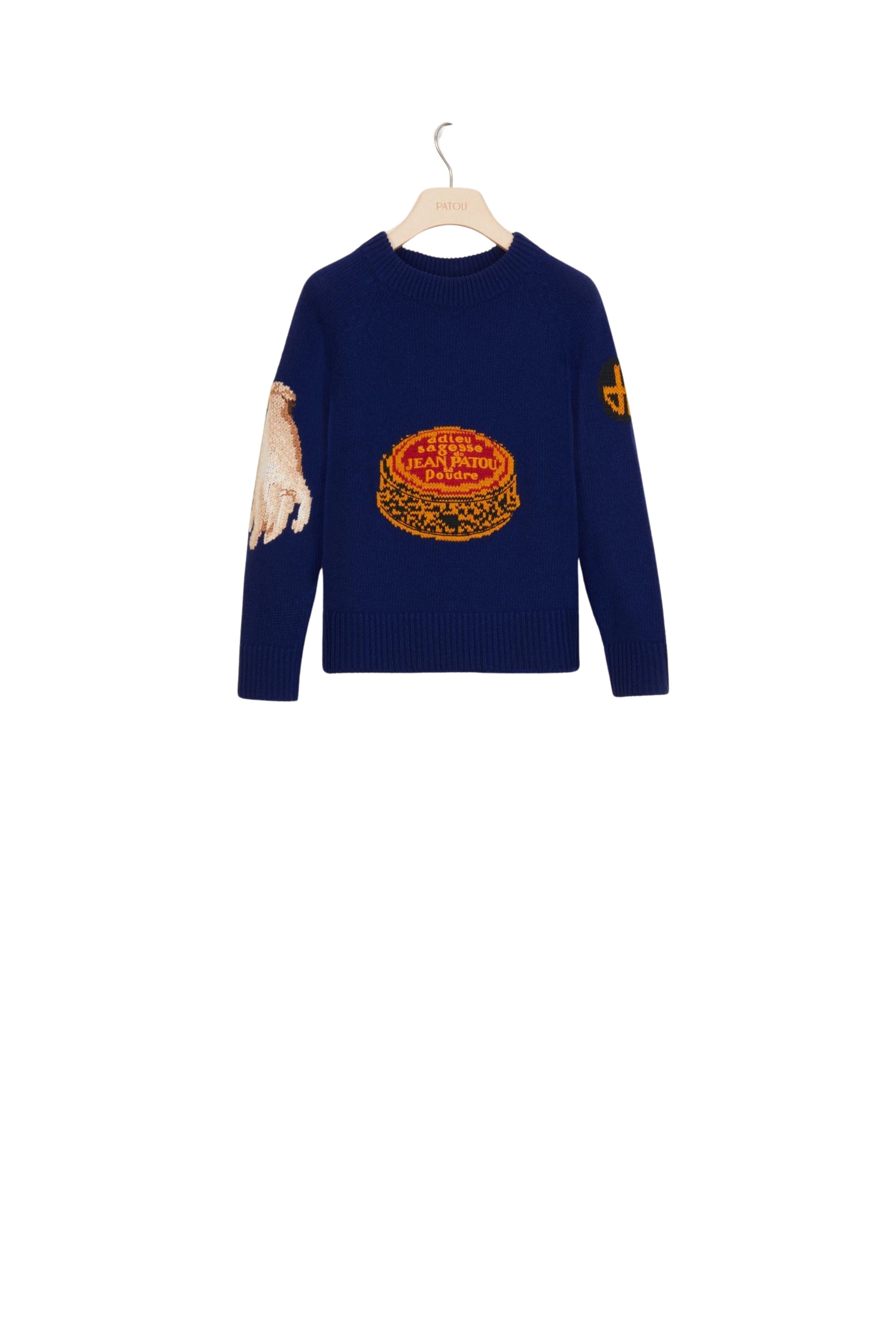 Wool embroidered jacquard jumper - Persian Blue