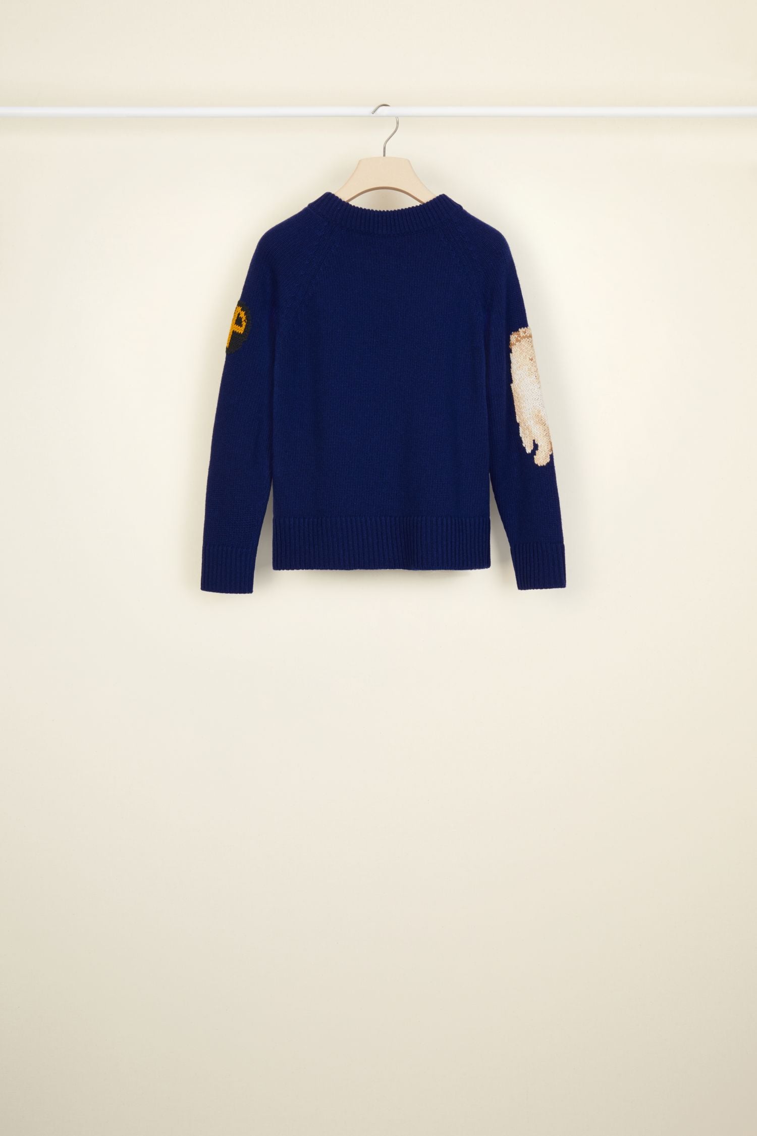 Wool embroidered jacquard jumper - Persian Blue