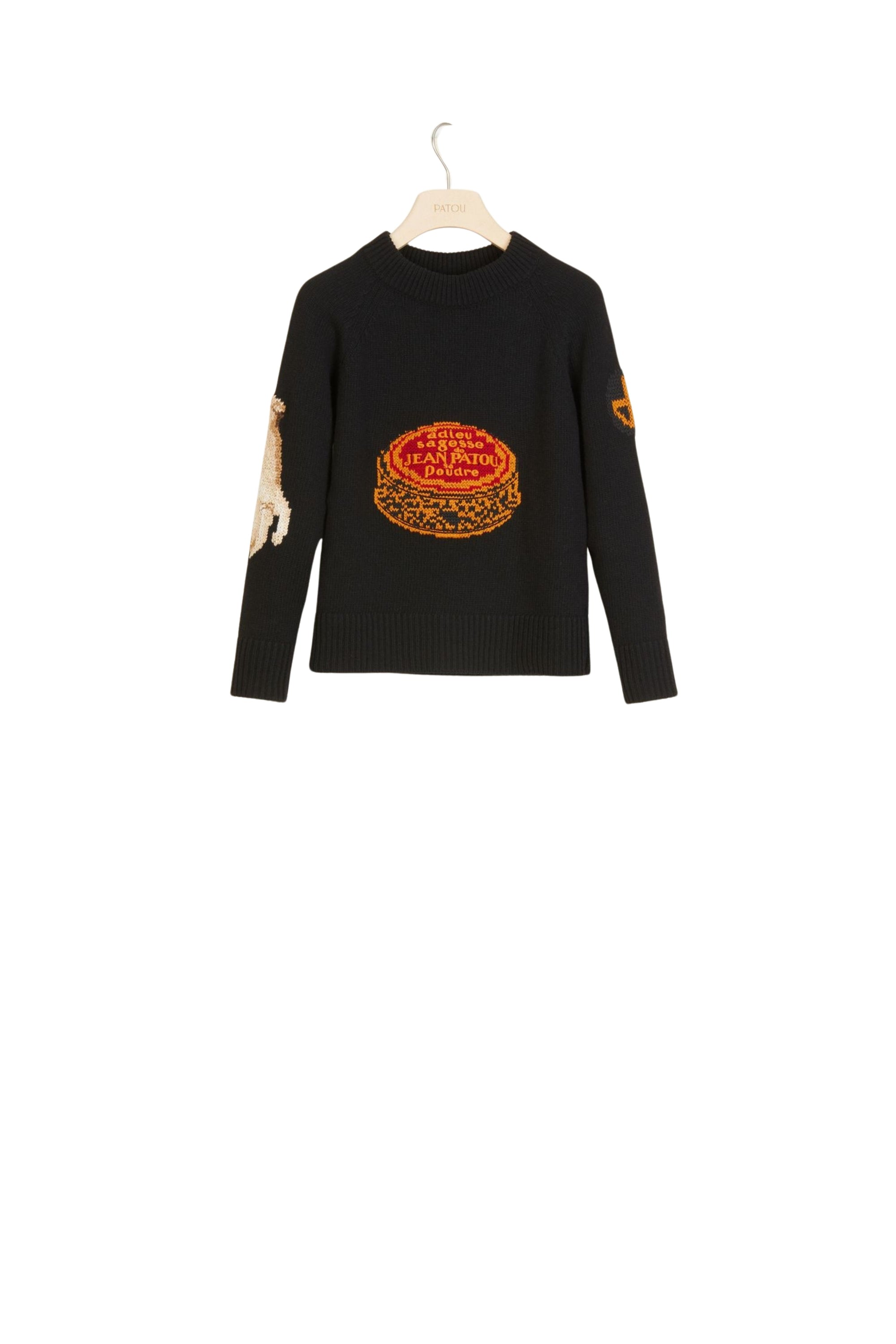 Wool embroidered jacquard jumper - Black