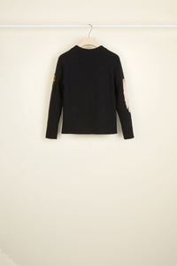 Wool embroidered jacquard jumper - Black