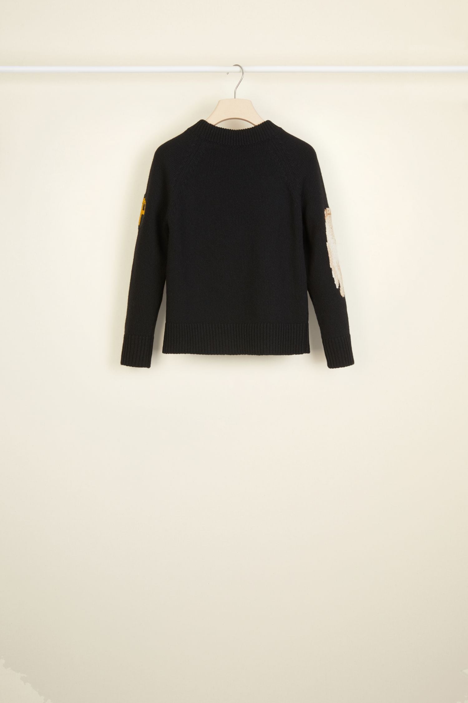 Wool embroidered jacquard jumper - Black