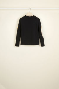 Pull en jacquard brodé - Noir