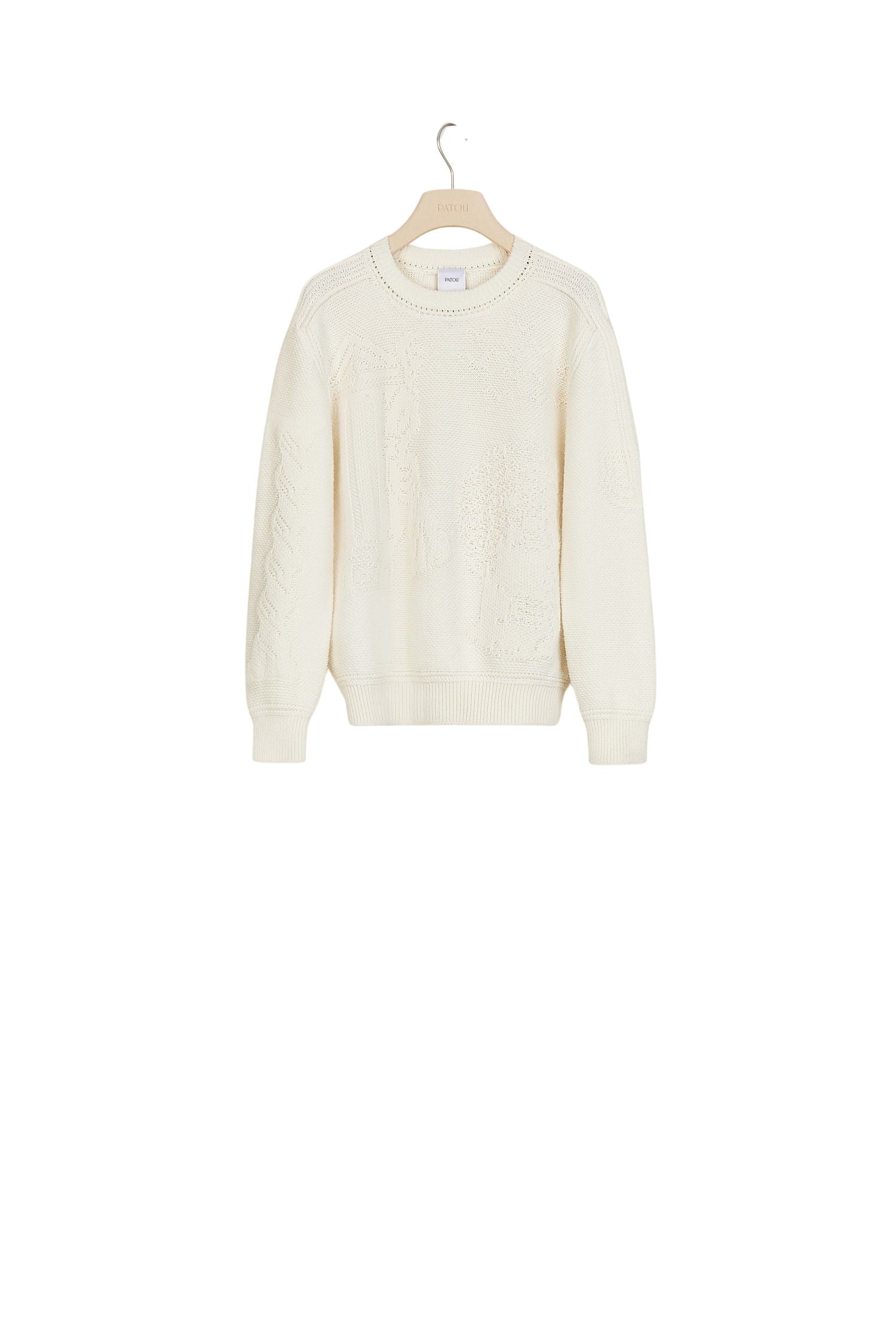 Pull en laine à motifs 3D - Crème