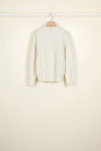 Pull en laine à motifs 3D - Crème