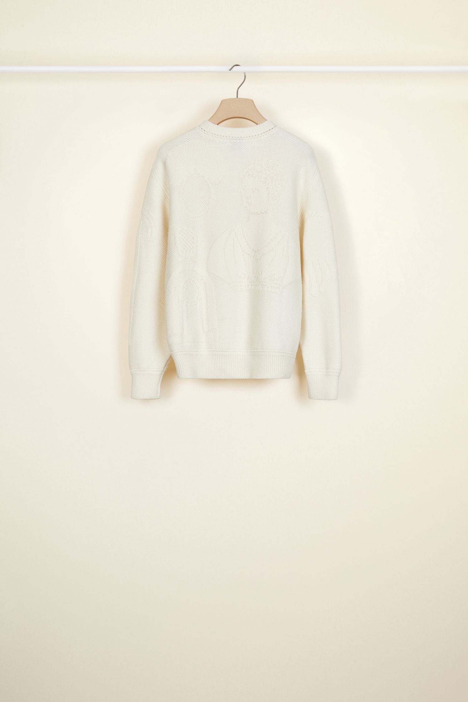 Pull en laine à motifs 3D - Crème