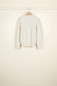 Pull en laine à motifs 3D - Crème
