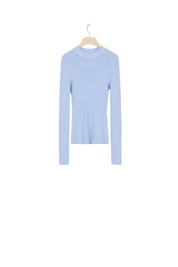 Wool and silk jumper with cut-out back - Blue