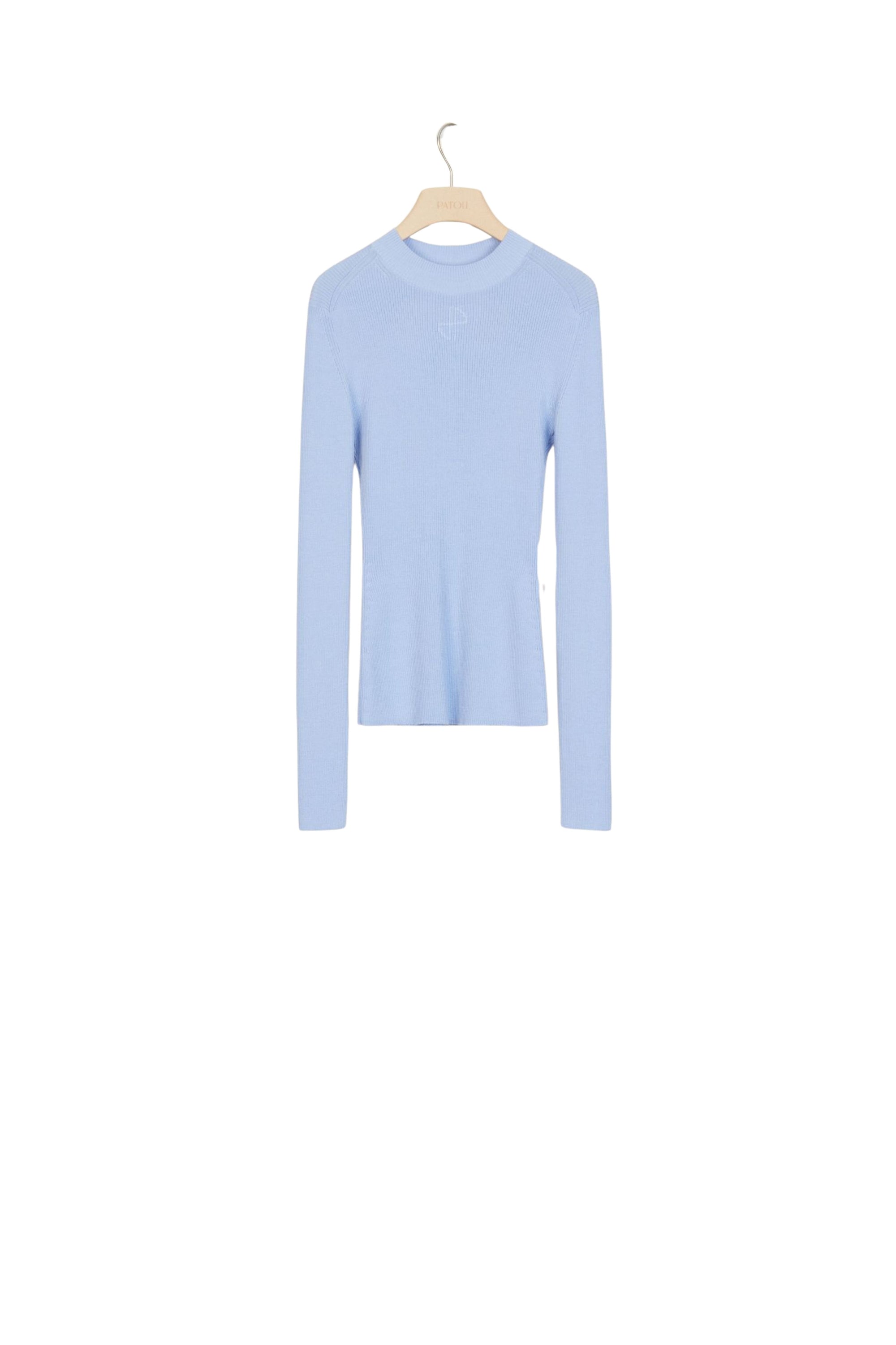 Wool and silk jumper with cut-out back - Blue